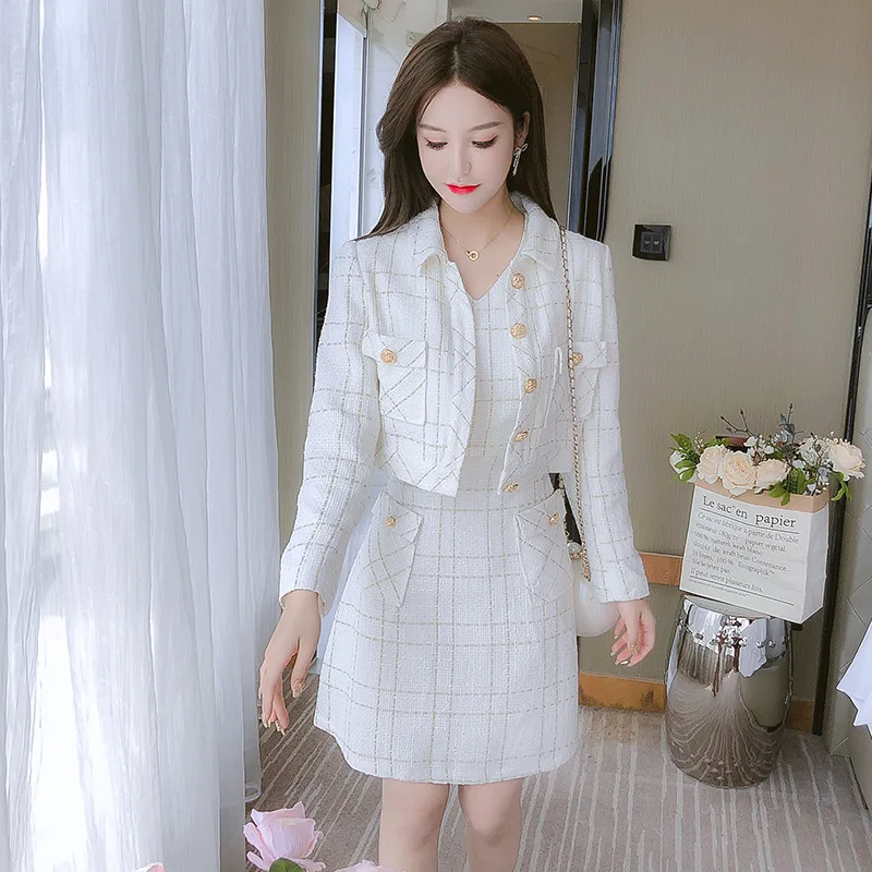 

Autumn and Winter Luxury Long Sleeve Dress Children's Autumn 2021 New Two Piece Suit S-XL White Dress Dress