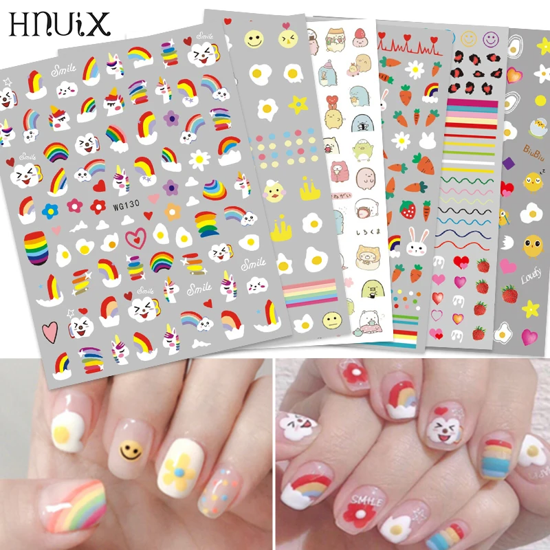 HNUIX новинка 3d наклейки для ногтей цветы искусственные мотивы дизайнерские