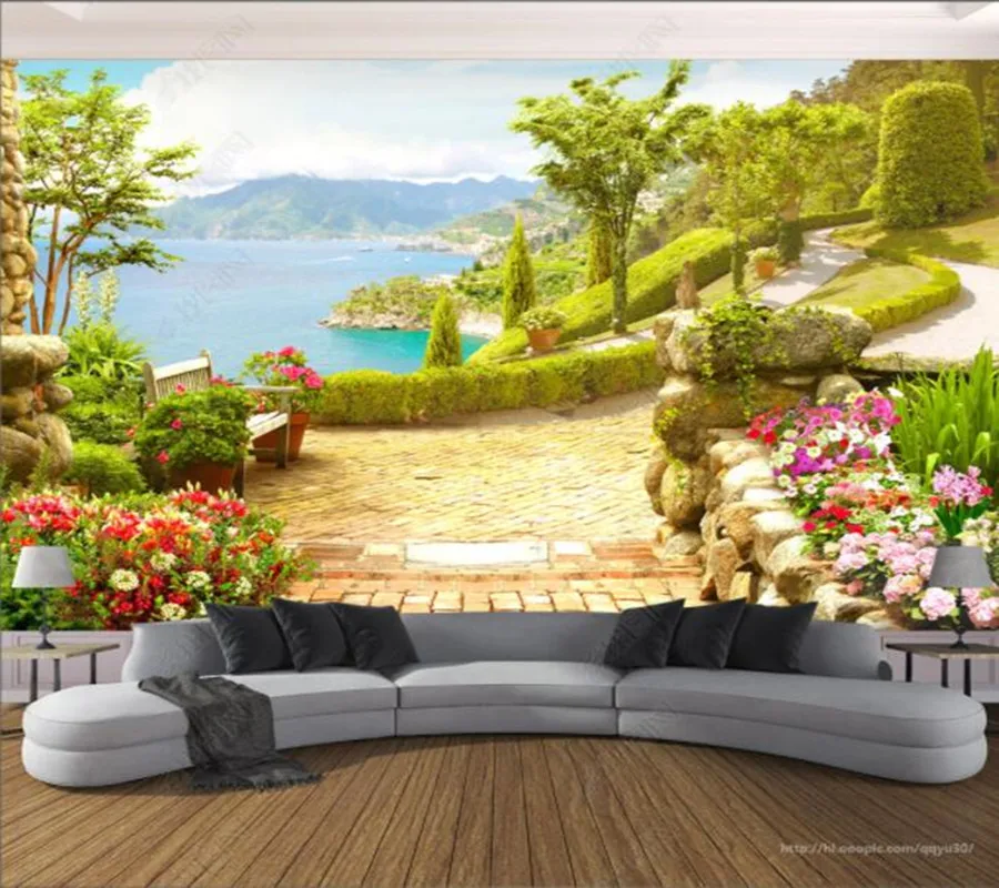 

Papel de parede Garden lake view background wall 3d wallpaper mural,iving room tv wall bedroom wall papers home decor