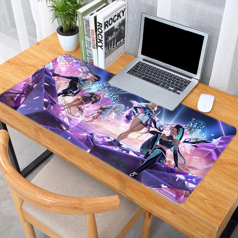 

Kda Mouse Pad Gamer Girl League of Legends Pc Gamer Complete Desk Mat Gaming Keyboard for Compass Varmilo Mausepad Mice Computer