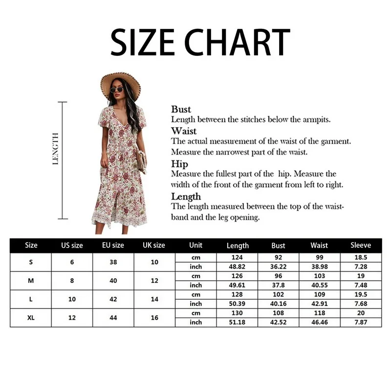 

2021 New Summer Long Dress Women Boho Floral Print Short Sleeve Dress Ladies Sexy V-Neck Party Holiday Dress Femme Vestidos