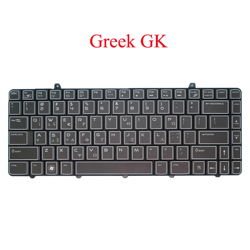 Клавиатура GK для ноутбука DELL Alienware M11X R2 R3 P06T 0XKMF9 XKMF9 PK130CW1A23 V109002DS1 греческая черная с