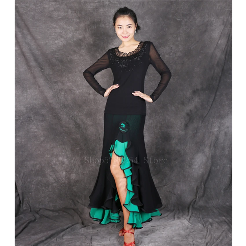 Юбка для фламенко женская костюм танца живота в стиле пэчворк с оборками и