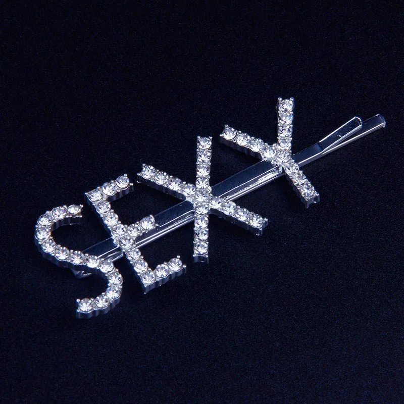 SEXY Stonefans модные буквенные заколки со стразами для женщин, заколки для волос, заколки для волос, вечерние аксессуары - Окраска металла: SEXY
