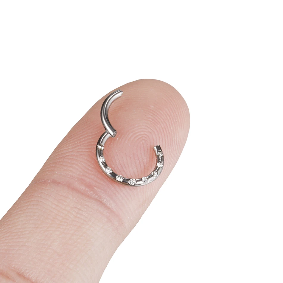 1 шт. стальной драгоценный камень для носа Перегородка кольцо пирсинга 16G CZ