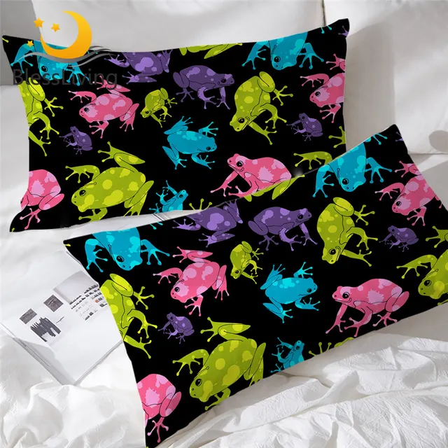 BlessLiving Frog Pillowcase Cartoon Animal With Spot Pillow Case for Kid Colorful Home Decor Cozy Pillow Cover Cute Kussensloop 1