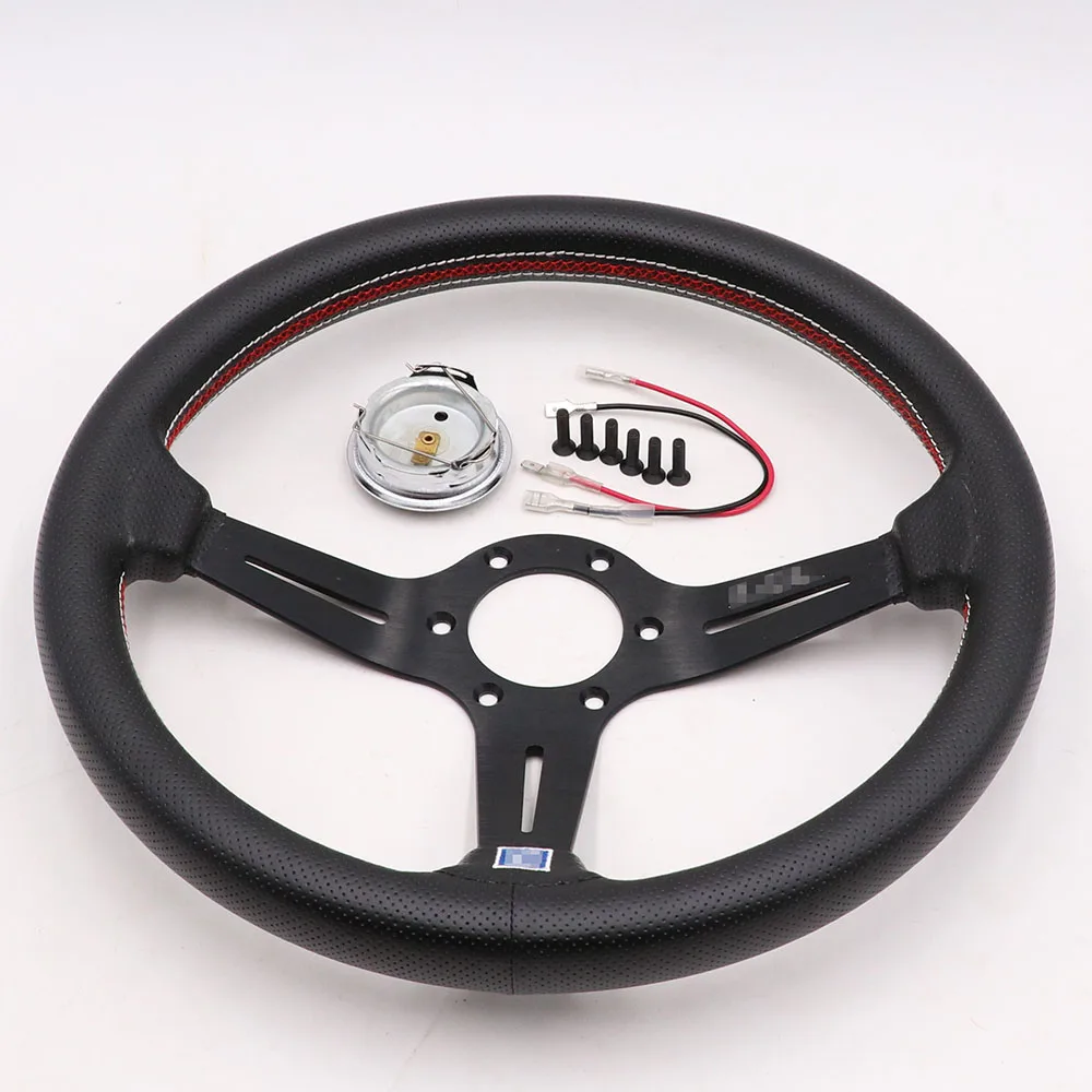 Алюминиевый 14 дюймовый руль из натуральной кожи спортивные рулевые колеса для
