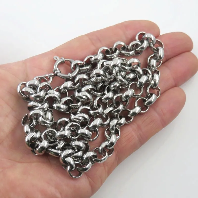 Крупная Тяжелая Мужская цепь 9 мм из нержавеющей стали 316L с круглыми звеньями