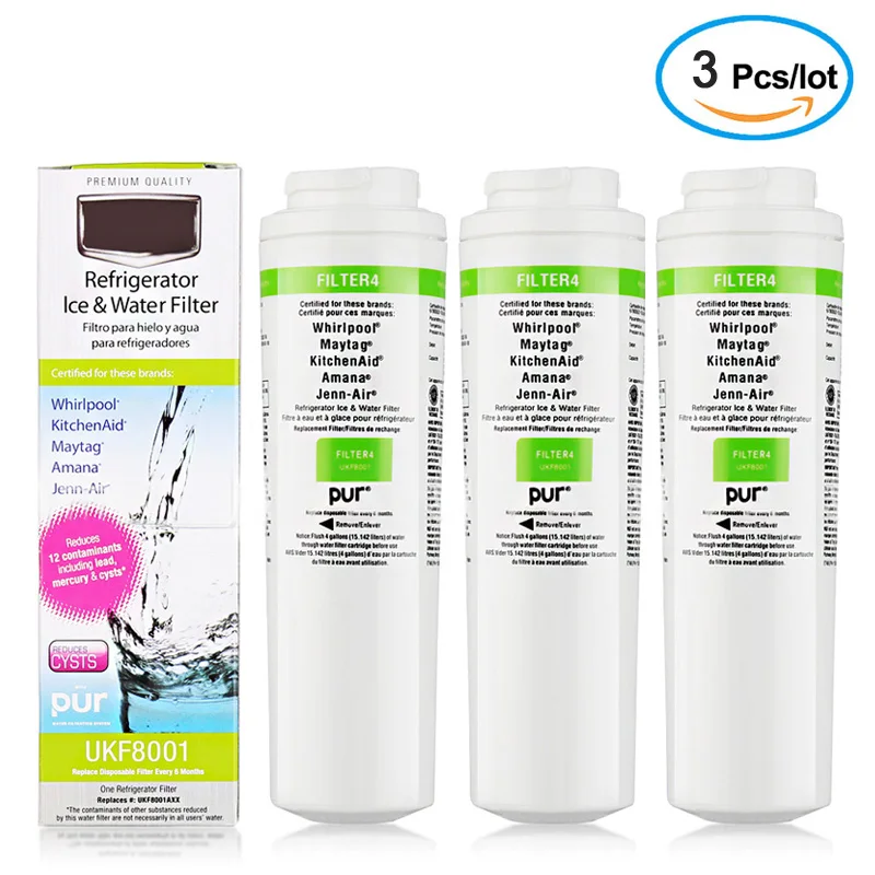 UKF8001 Water Filter, Replacement for  UKF8001P, UKF8001AXX,  EDR4RXD1,  Puriclean II. NSF 53&42  (Pack of 3)