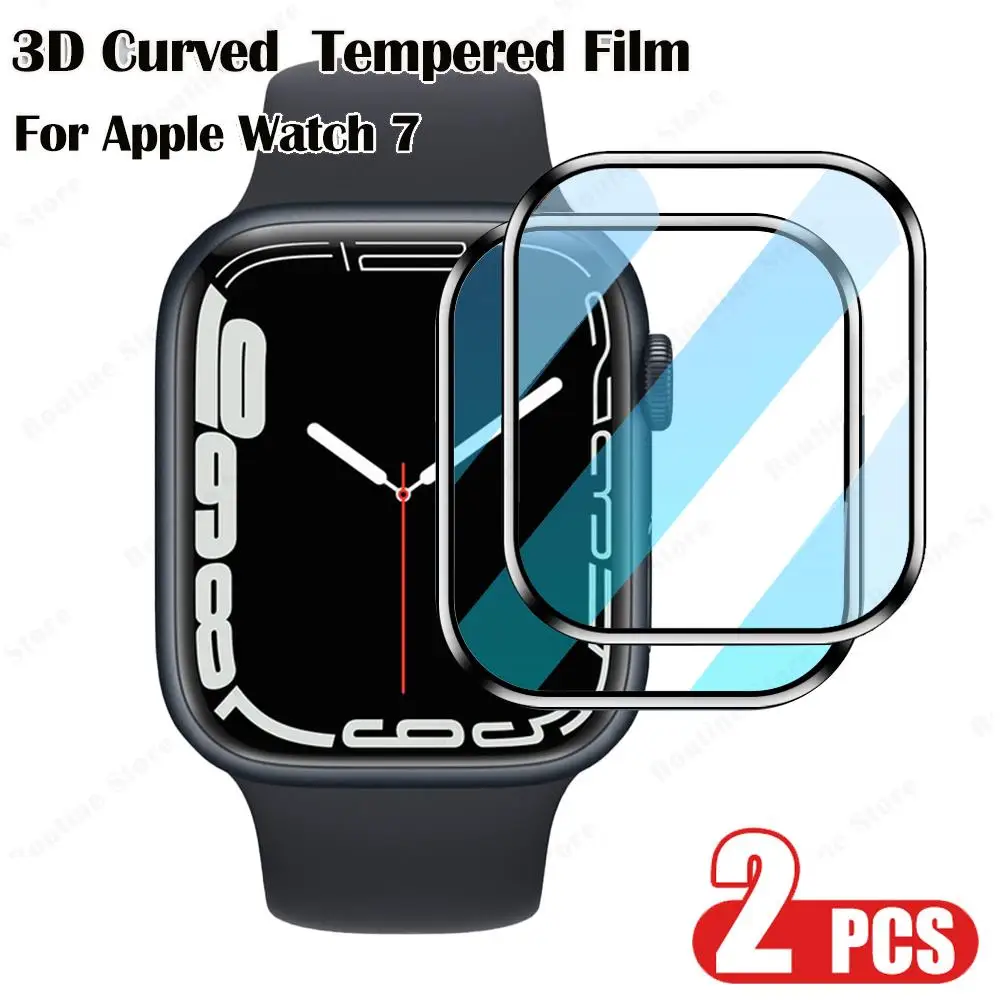 2 шт. изогнутое закаленное стекло для IWatch 7 45 41 мм полное покрытие Защита экрана Apple