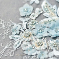 pinkpale blue 3d flower beaded applique embroidery lace floral patch for lyrical dance costume design bridal hair accessorie
