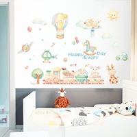 zollor happy every day cartoon animal watercolor wall sticker bedroom childrens room wardrobe creative decoration sticker