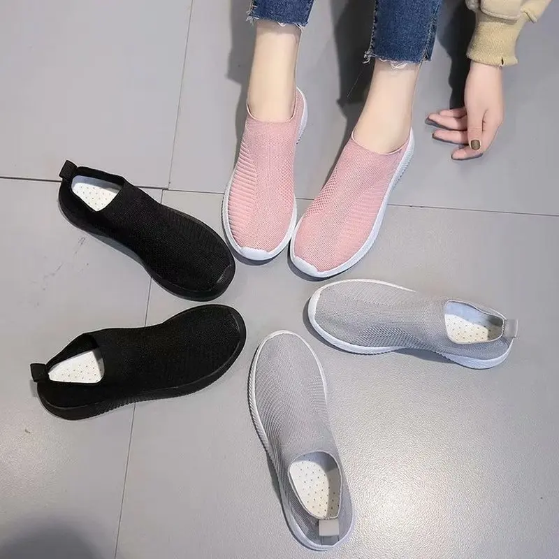 Slip-on Rubber Ladies Shoes Breathable Mesh Sneakers Women Flats Comfortable Flat Casual Vulcanized Woman 2019 | Обувь