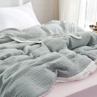 Сплошной цвет белый бордюр Марлевое полотенце одеяло супер дышащее летнее ворсовое одеяло одинарное двойное одеяло для детей и взрослых