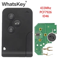 whatskey 3 button remote smart car key 433mhz id46 pcf7926 chip for renault ii grand scenic megane 2 3 card key