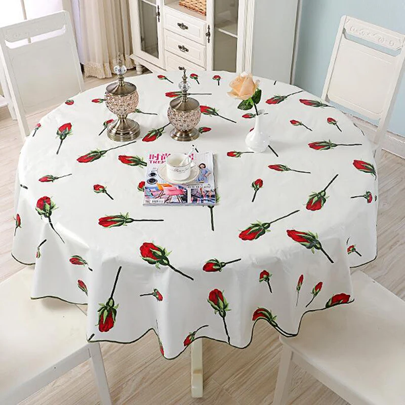 Round Tablecloth PVC Waterproof Pastoral Floral Printed Table Cloth Oilproof Home Dining Cover | Дом и сад