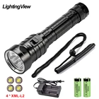Lightingview 4 x XM-L L2 светодиодный Дайвинг фонарик Фонарь 26650 IPX8 Водонепроницаемый подводная лодка лампы 3 режима фонарик для подводной охоты