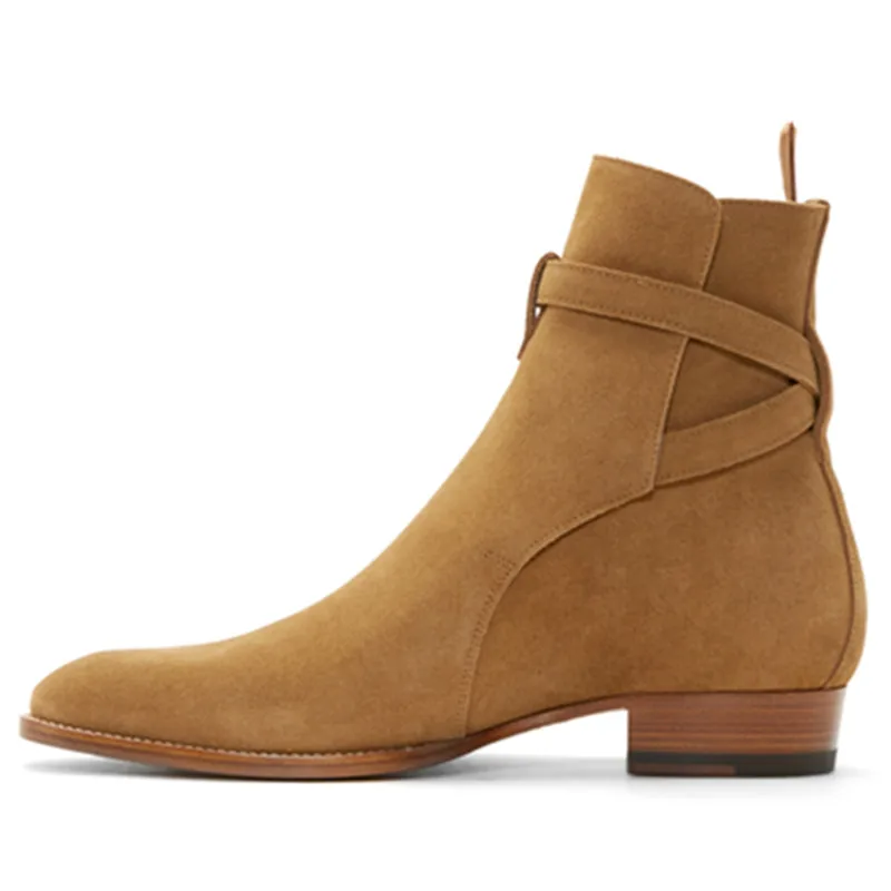 Мужские ботинки ручной работы коричневые замшевые из натуральной кожи на