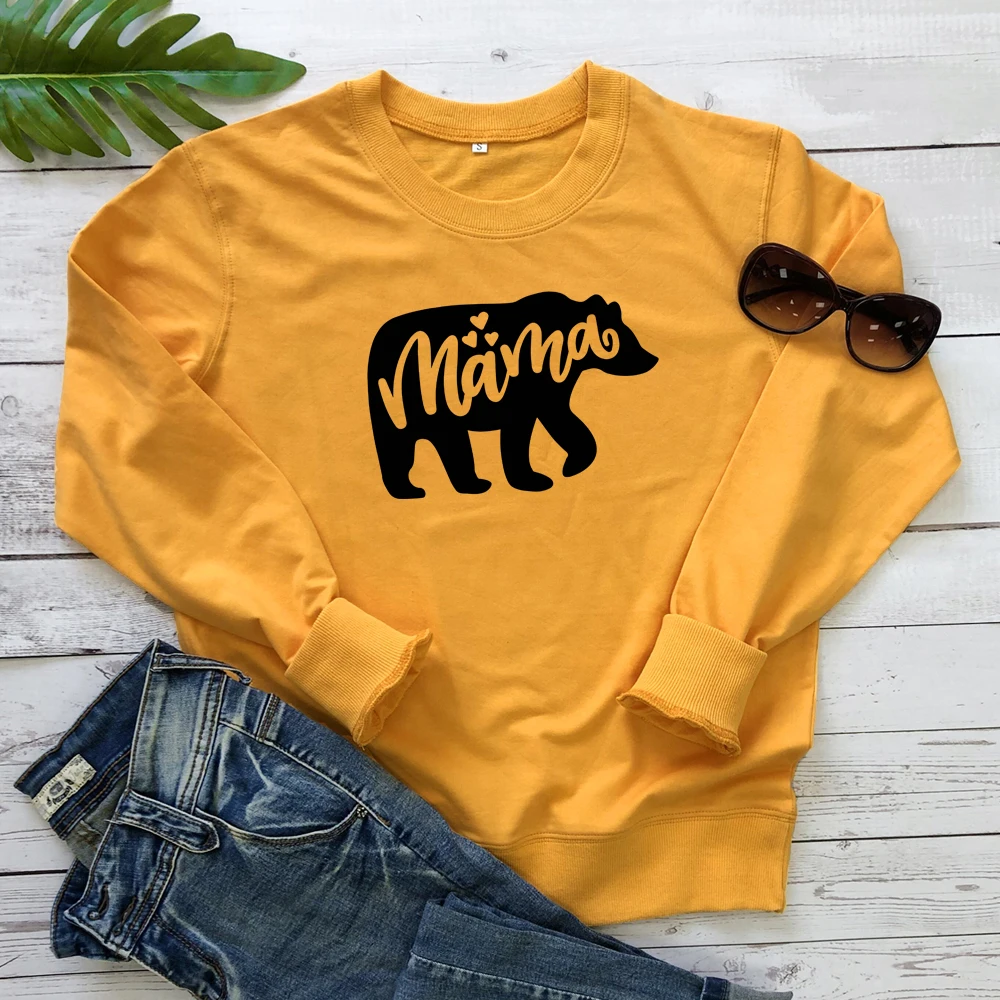 

Mama Bear Heart Printed Sweatshirt Funny Women Graphic Mom Life Pullovers Cute 90s Mother's Day Gift Sweatshirts Streetwear