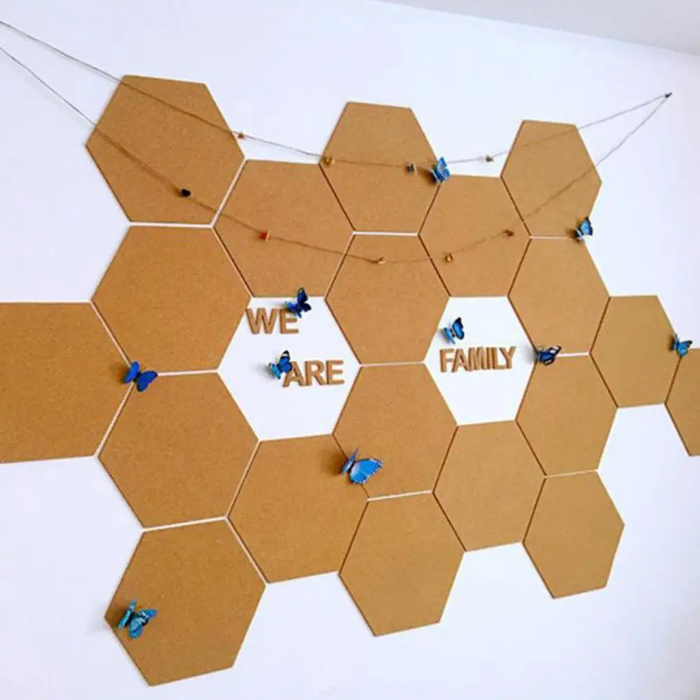 

1 Set Self-Adhesive Cork Board Tiles Wall Mounted Cork Board Self Hexagon Creative Wall Message Board Bulletin Board Home Decor