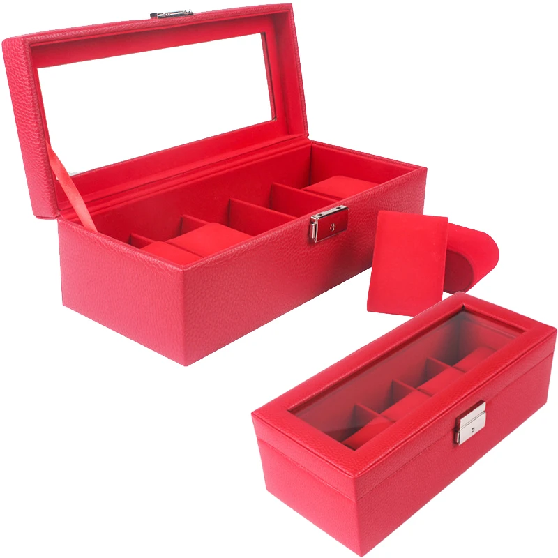 Роскошный 4 Сетки Коробка для часов ручной работы часы Чехол коробка времени