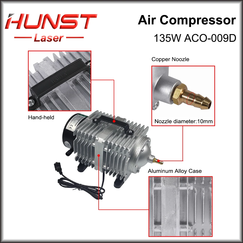 Hunst 135W 110V/220V Air Compressor Electrical Magnetic Air Pump for CO2 Laser Engraving Cutting Machine ACO-009D enlarge