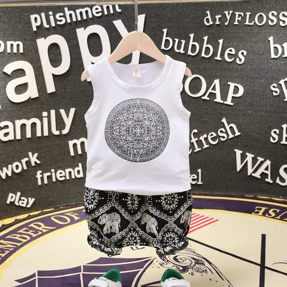 

Boy's summer suit sleeveless vest children's summer baby children's clothing children's fashion two-piece suit