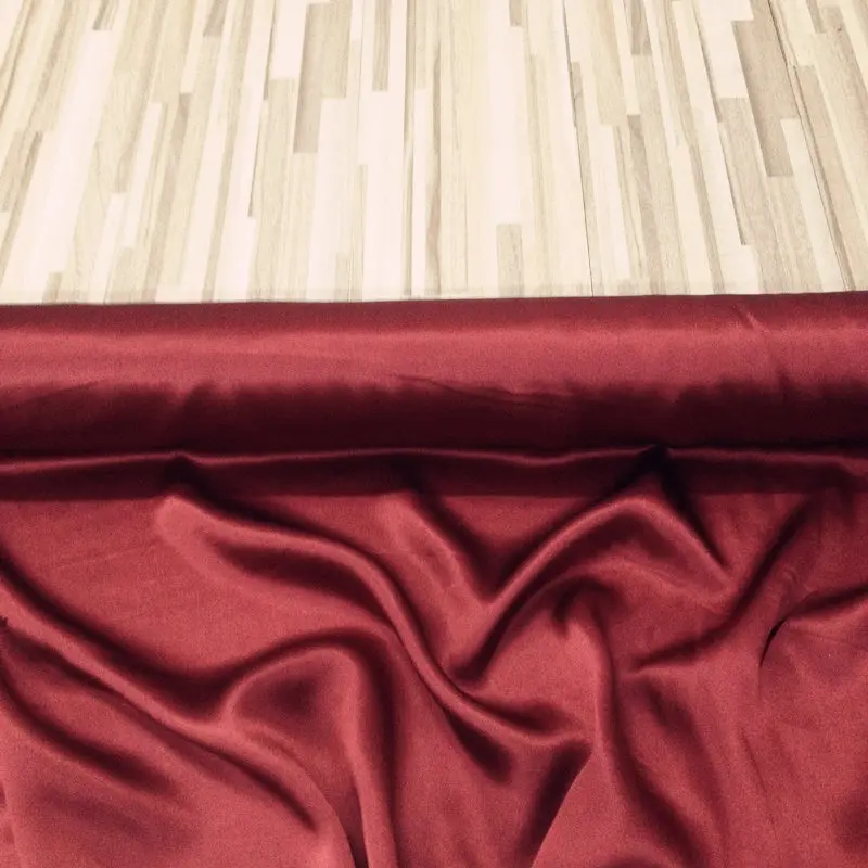 

#D000,sell by 1m,width:110cm,thickness:13mm,100% silk fabric satin CHARMEUSE,color:RED-MUD