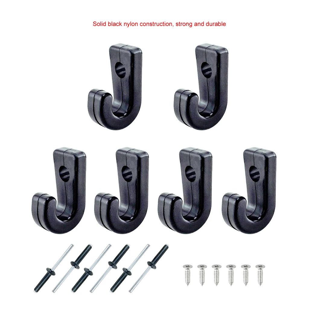 

6PCS/Lot Nylon Lashing Hook J Hooks Rigging Accessories For Boat Kayak Canoe Rowing Boats Bungee Cord Portative Tie Down Hook