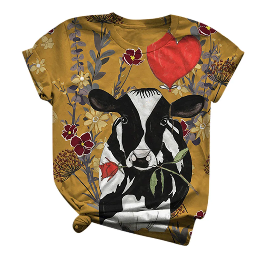 Женская Футболка размера плюс с коротким рукавом и 3D принтом животных футболки