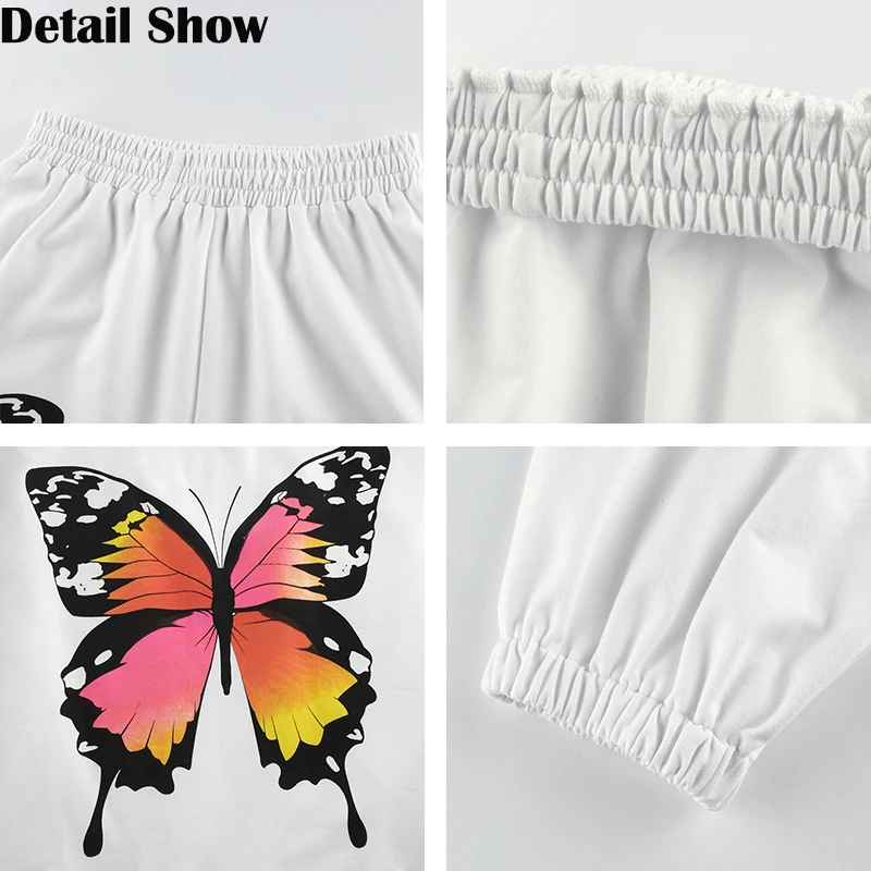 Брюки спортивные женские с принтом бабочки уличная одежда свободные штаны