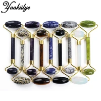 multicolor natural stone face jade roller facial massage lifting tool jade stone wrinkle removal neck thin skin care massager