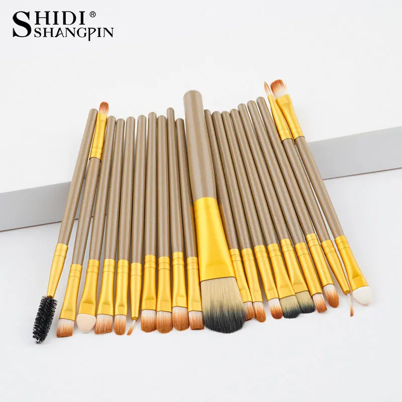 20PCS-Gold 5/20 шт. косметические кисточки наборы Косметика класса люкс Кисточки для макияжа карандаш-подводка для глаз натурально-синтетический ворс красоты Щетки Инструменты для макияжа бровей - Handle Color: 20PCS-Gold