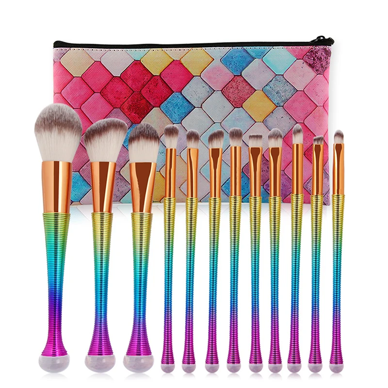 12 шт. профессиональные русалки кисти для макияжа бровей основы пудры