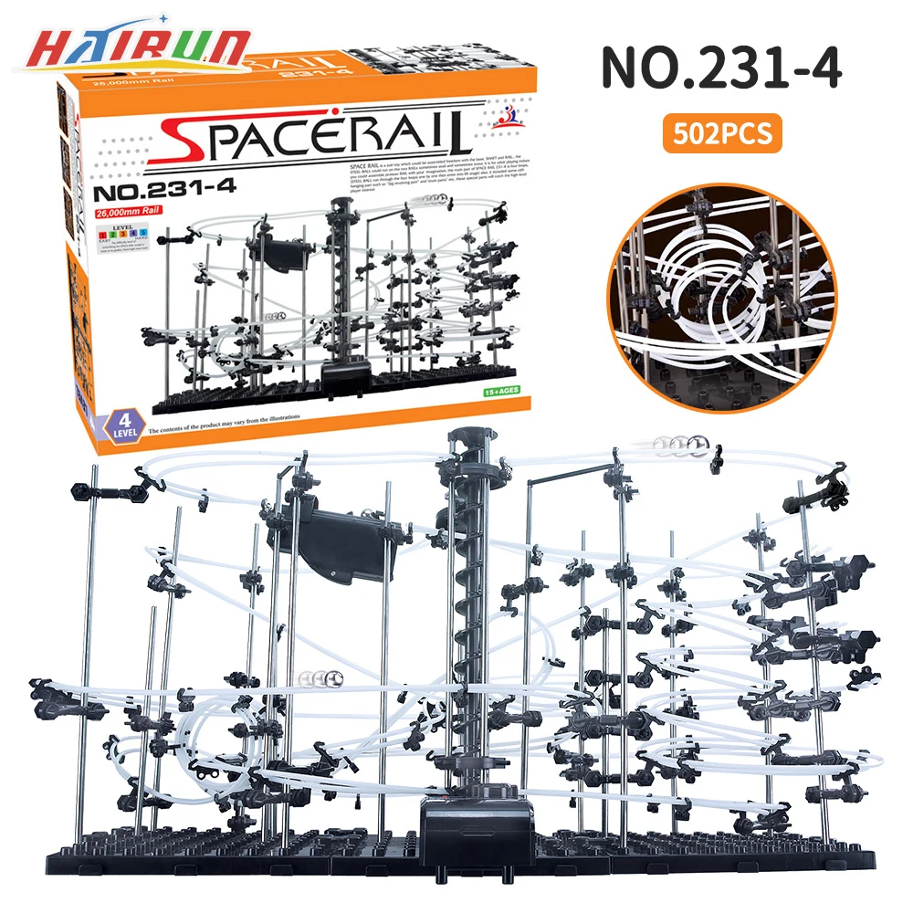 

502PCS Spacerail Roller Coaster Maze Circuit Ball Track Building Blocks Set Kid's Education Science Experiment Creative Toys