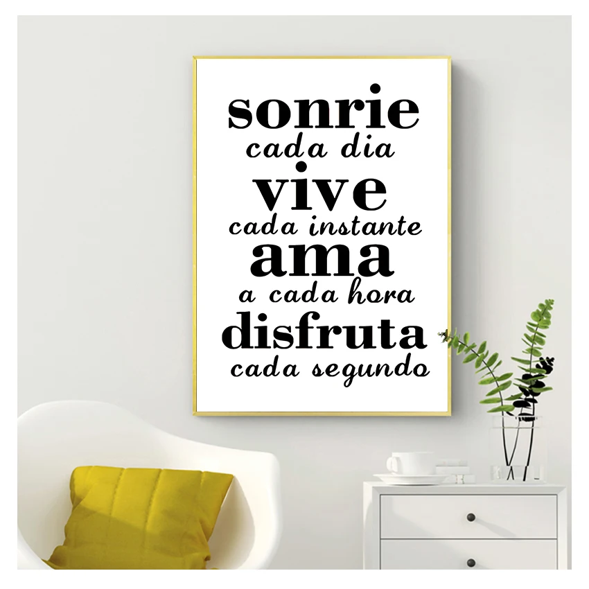 Картина стене плакат Smile каждый день Живите момент испанские картины на холсте