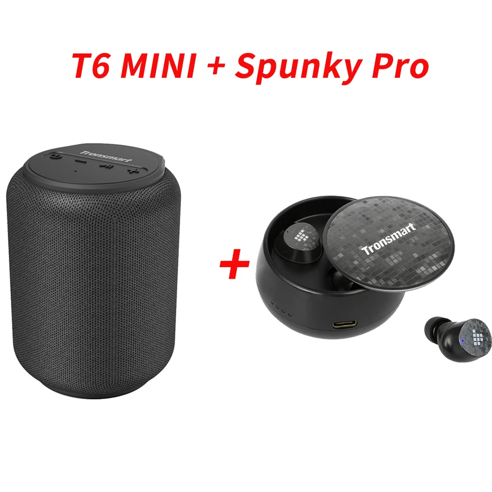 [Сток] Tronsmart T6 Mini TWS Bluetooth динамик IPX6 Беспроводная Портативная колонка с объемным звуком на 360 градусов 24 часа Время воспроизведения 15 Вт - Цвет: T6 MINI a Spunky Pro