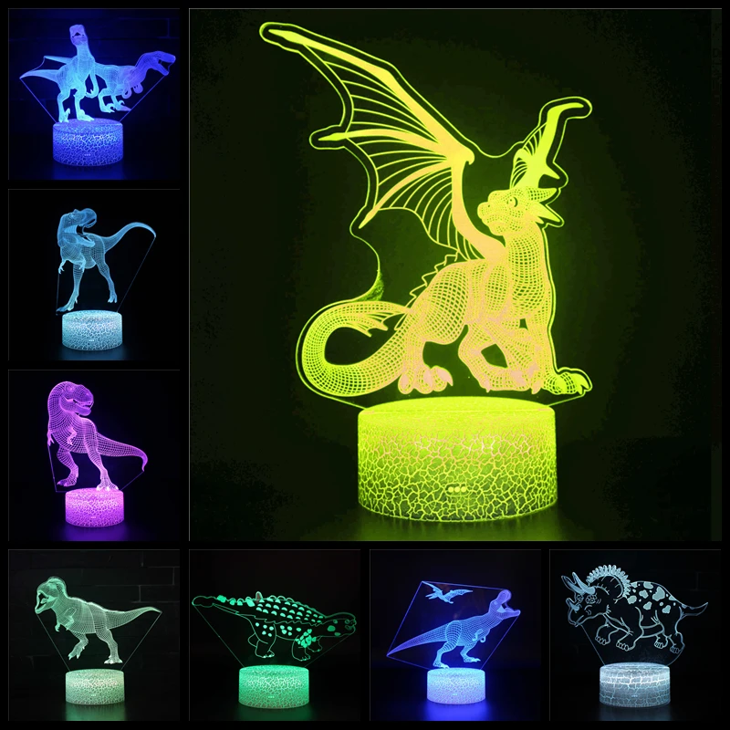 

for Dinosaur 3D Night Light usb Touch Remote Control PVC Model Birthday Gift Children's Bedroom Desktop Decoration LED Light