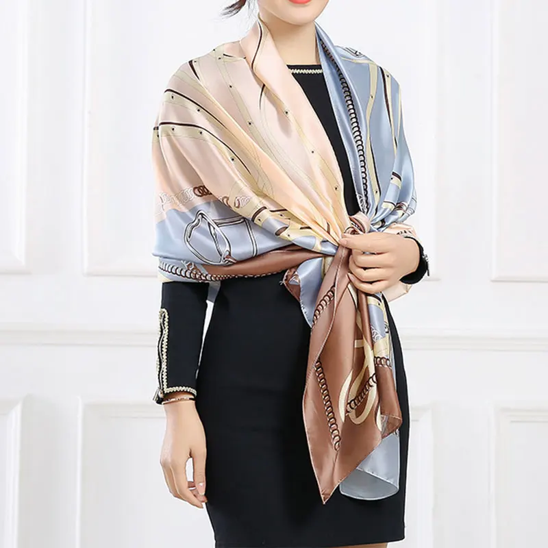 180*90 см шелковый шарф женский с принтом цветок птицы лист цепи 100% натуральные