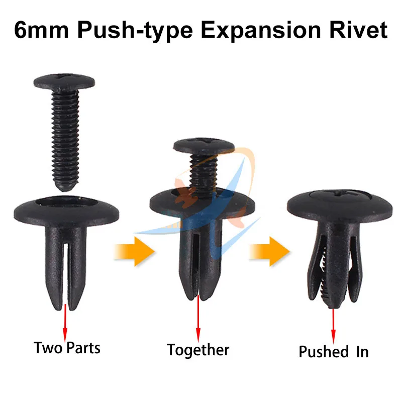 Пластиковые расширительные заклепки с отверстием 6 мм 100 шт. универсальные зажимы