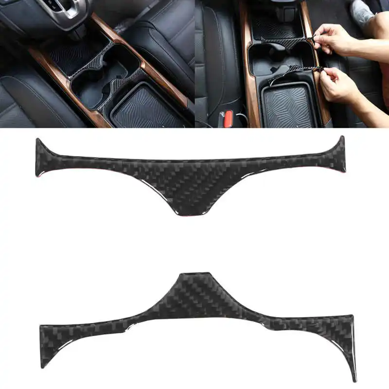 

Cup Holder Panel Trim Center Control Water Cover Carbon Fiber Decor Fit for Honda CR-V 2016 - 2019