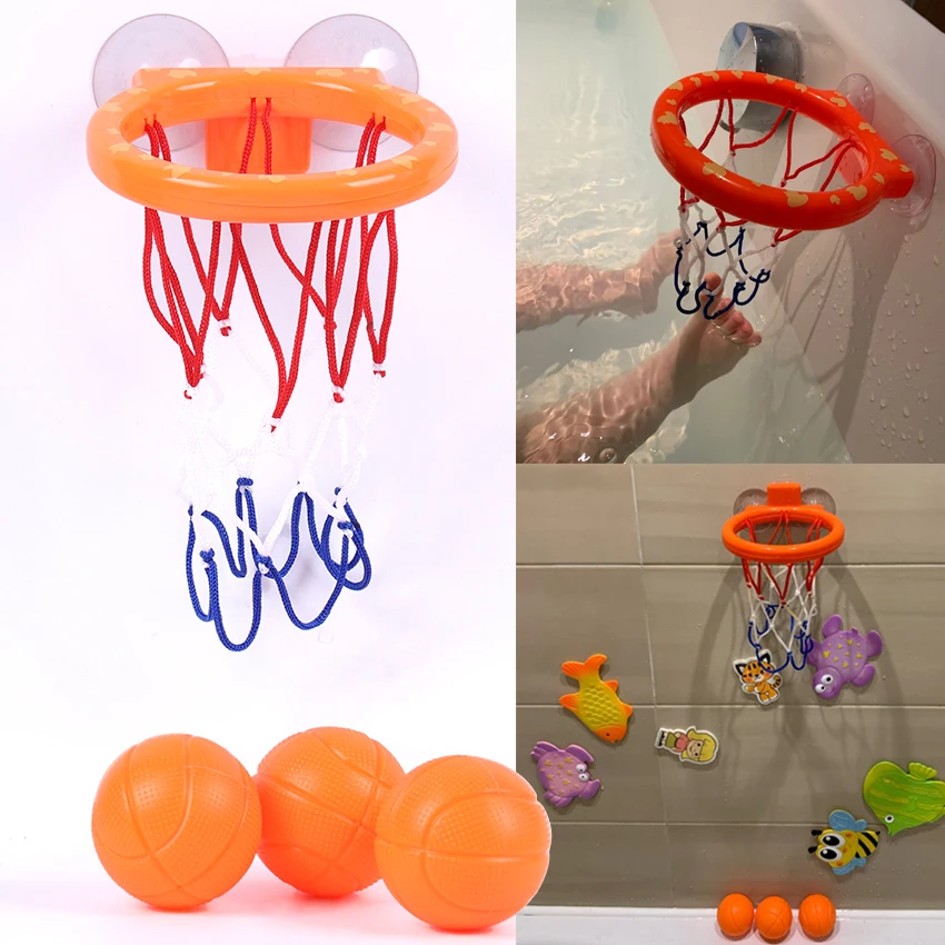 Kids Play Set Baby Bath Toy Toddler Boy Water Toys Bathroom Bathtub Shooting Basketball Hoop With 3 Balls