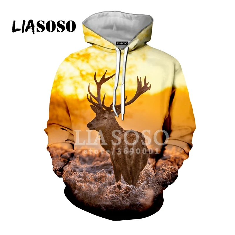17 LIASOSO, новинка, повседневные, забавные, с оленем, лосем, деревьями, снегом, с 3D принтом, для женщин и мужчин, толстовки с капюшоном, свитера, пуловер, Harajuku, уличная одежда, X0254 - Цвет: 17