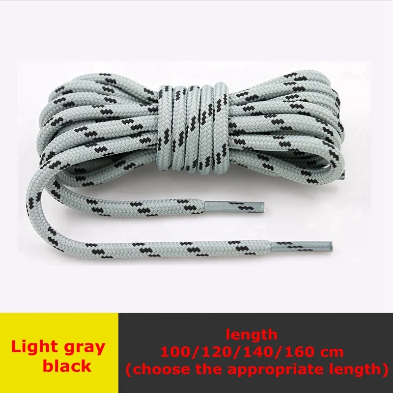 Light gray black 1 пара тонкие Круглые Шнурки высокой плотности ткацкие шнурки для обуви для прогулок, походная скользящая веревка, кроссовки для обуви 100/120/140/160 см - Цвет: Light gray black