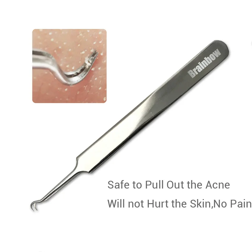 Brainbow 1 шт пинцеты для прыщей черных точек удаления острым изгиб Клин головы Уход