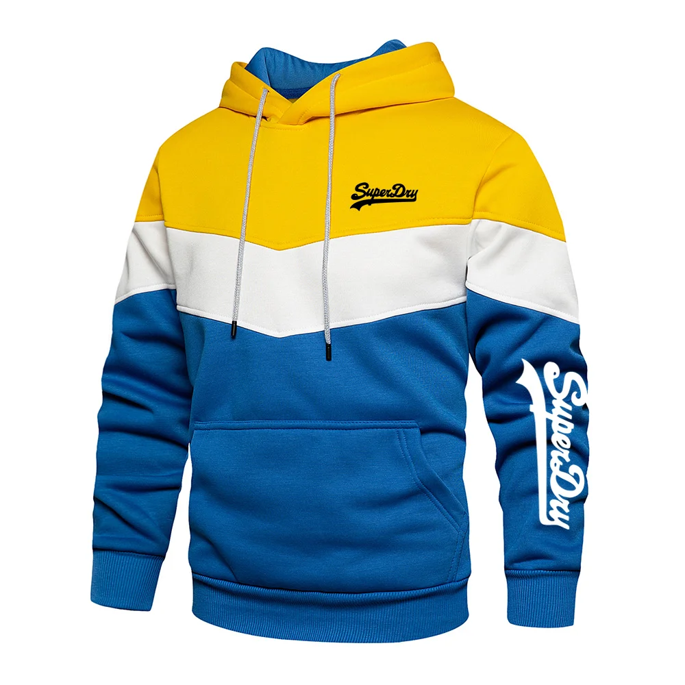 

Autumn New Men Hoodies Sweatshirts Fashion Patchwork Print Loose Sportswear Plus Fleece Warm Hip Hop Streetwear Casual Hoody