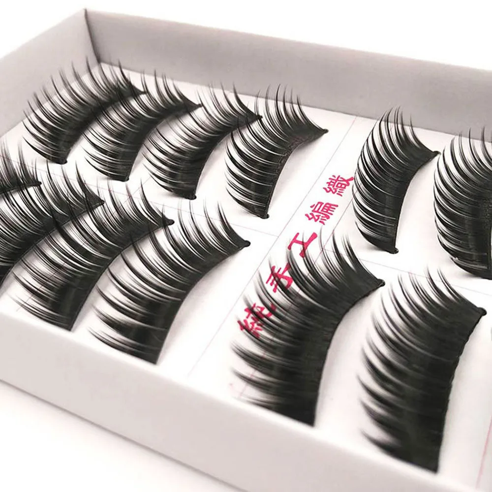 Накладные ресницы 10 пар в комплекте Двойные накладные из натурального плотного