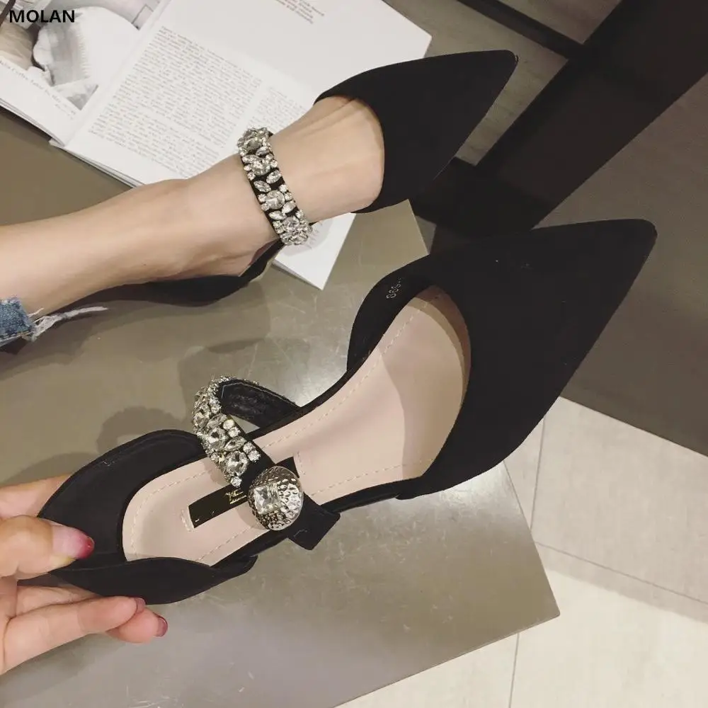 Женские Замшевые балетки MOLAN брендовые дизайнерские туфли с острым носком