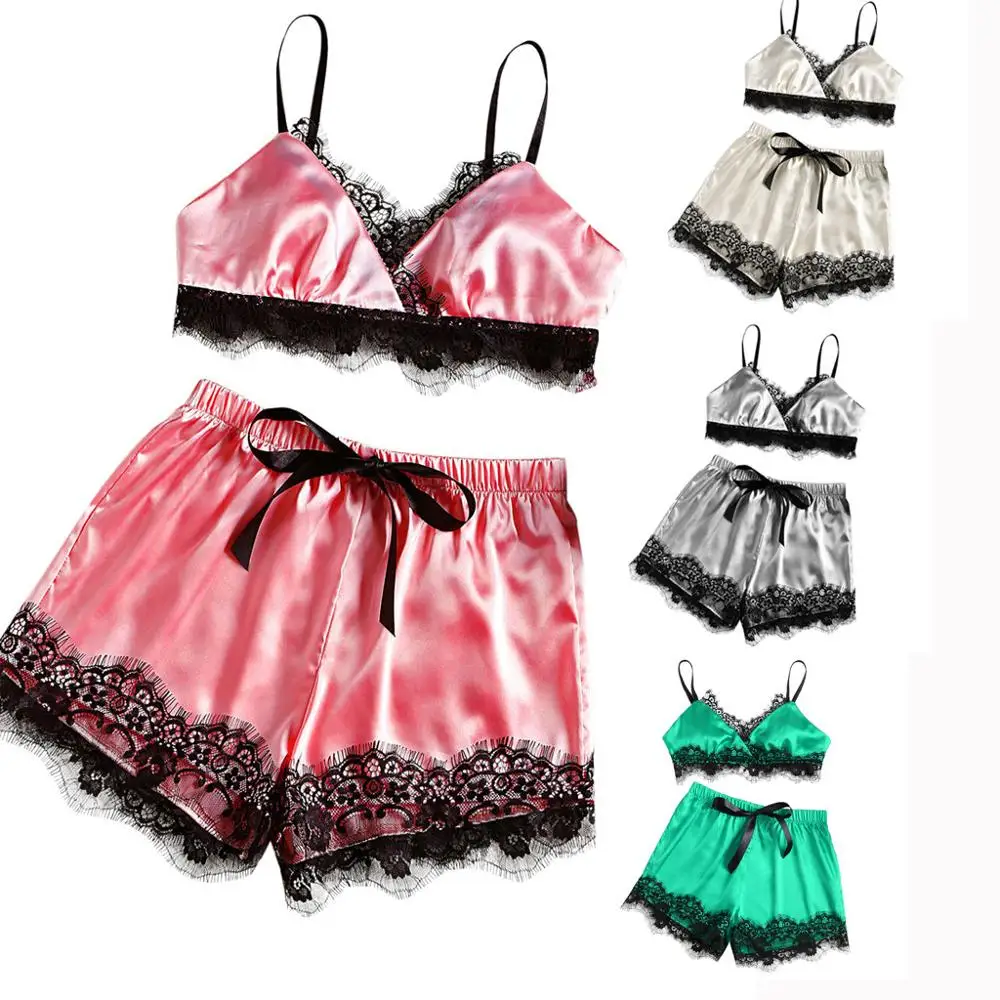 Женское шелковое атласное нижнее белье с кружевом милый бюстгальтер для сна