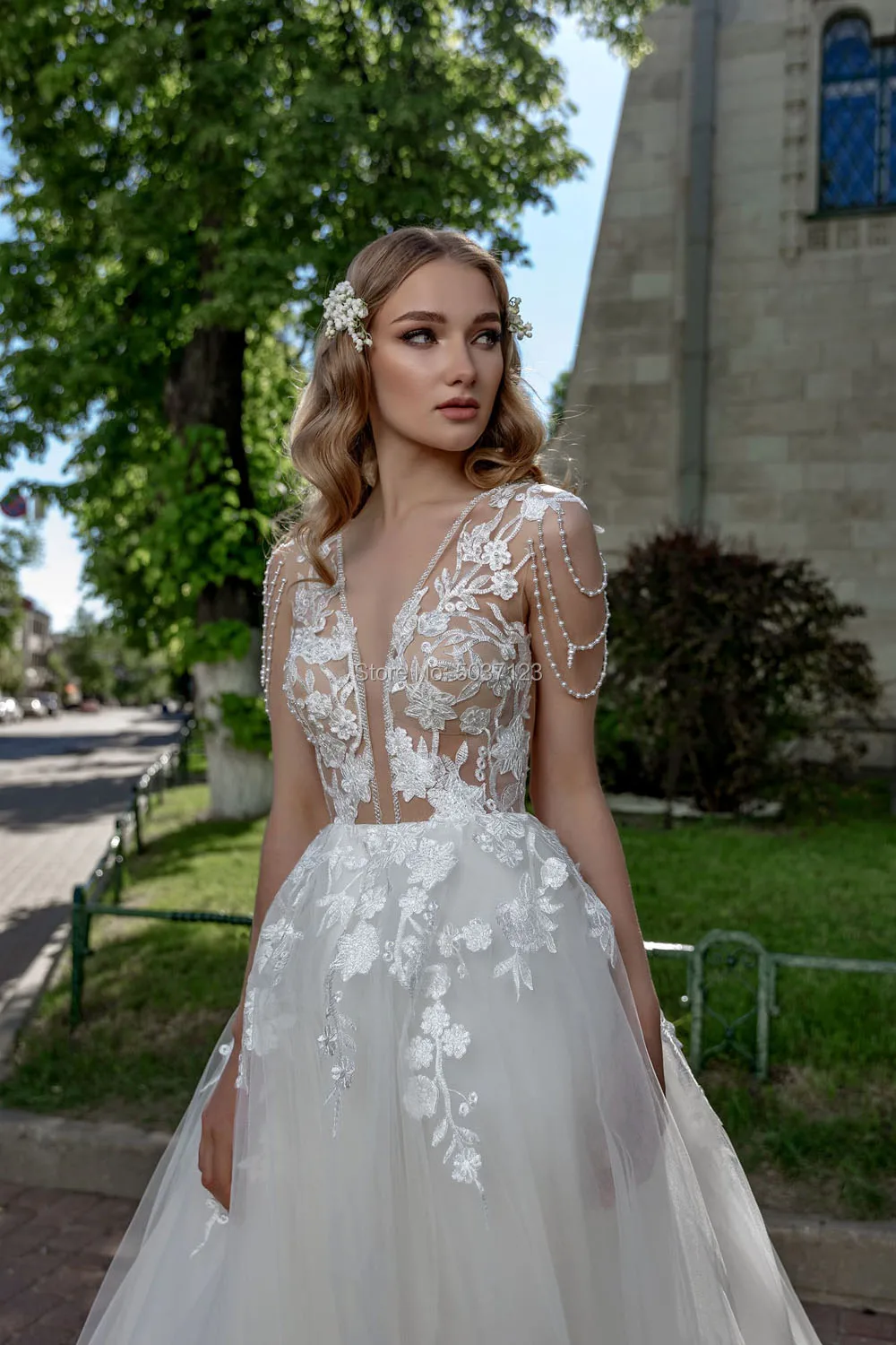 Beach Wedding Dresses 2019 A Line Lace Applique Scoop Illusion Tulle Bridal Gowns Cap Sleeve Robe De Mariee | Свадьбы и торжества
